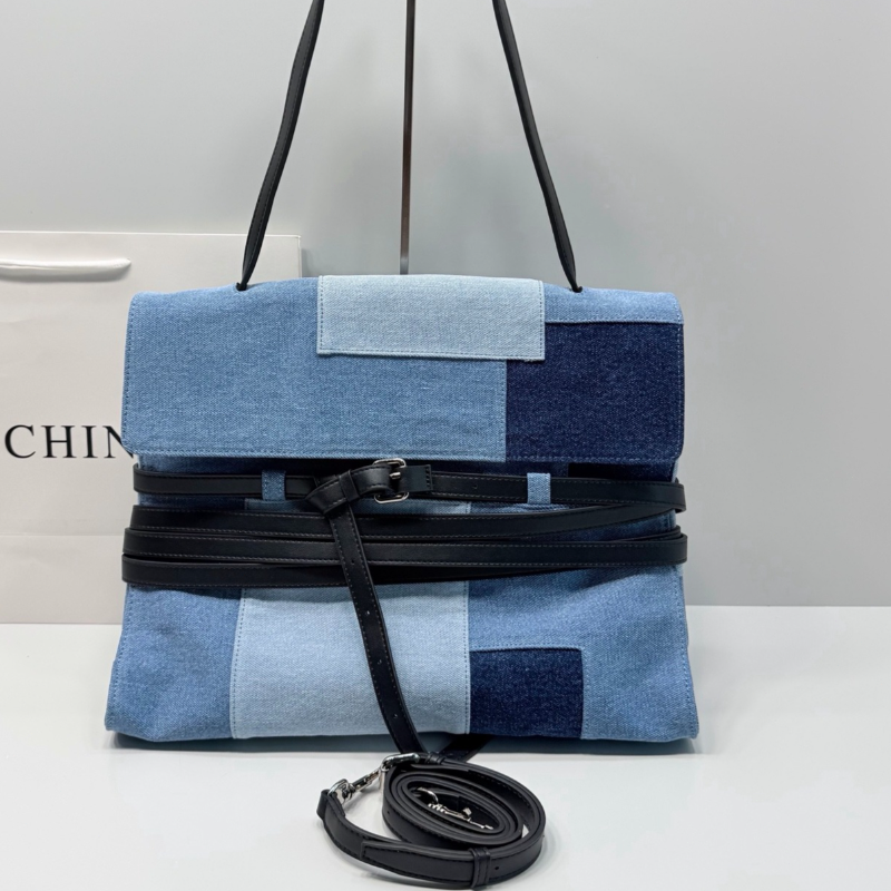 Women Bags And Purses - Color Block Denim Handbag Crossbody Women