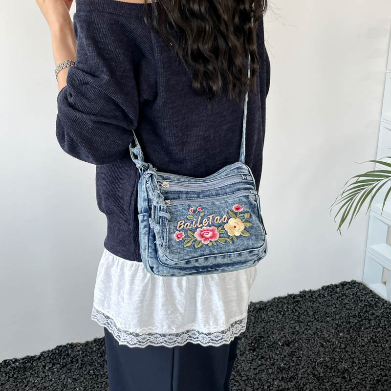 Women Bags For Sale - New Lightweight Denim Zipper Crossbody Bag
