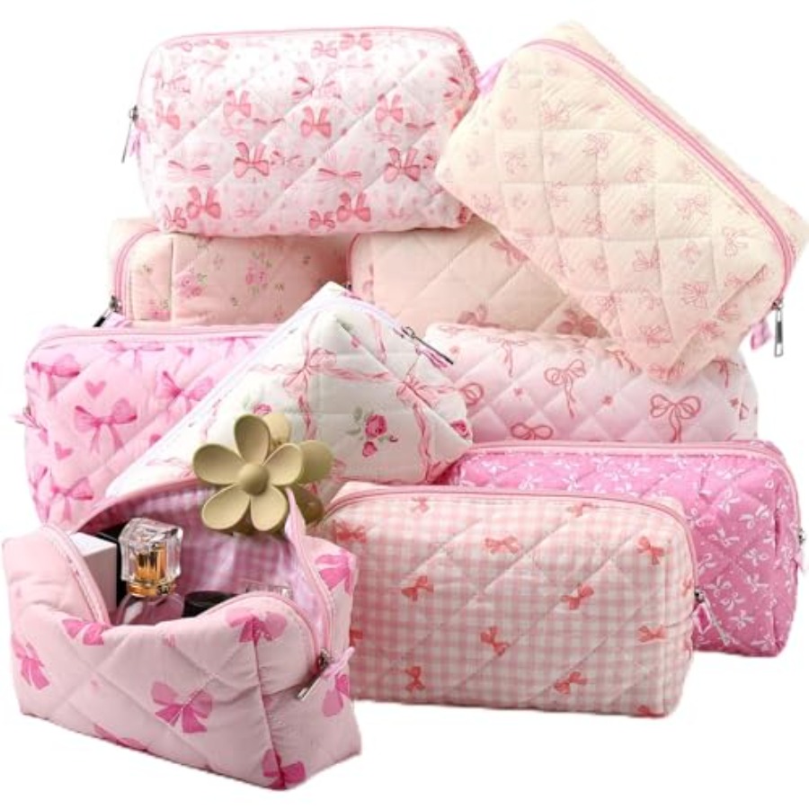 Women'S Bags - 10 Pcs Quilted Makeup Bag Bulk