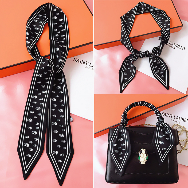 Women Bags White - 115cm Tied bag Handle silk scarf
