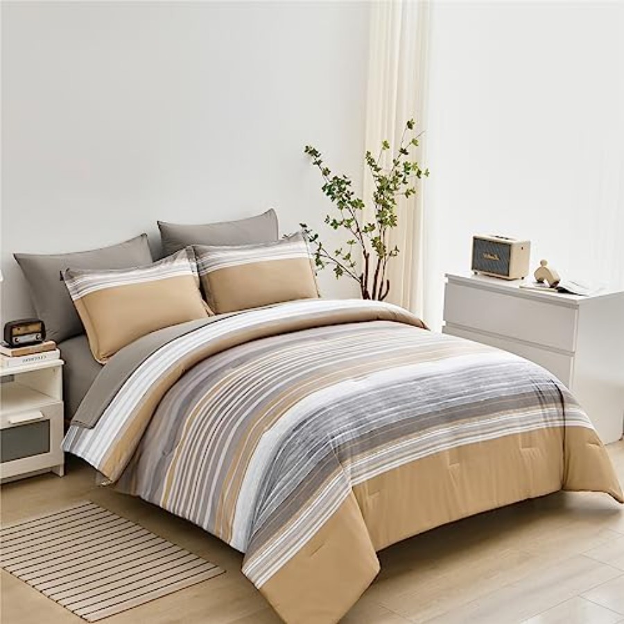 7 Pcs Bed in a Bag Stripe Comf - Women Bags White review and price
