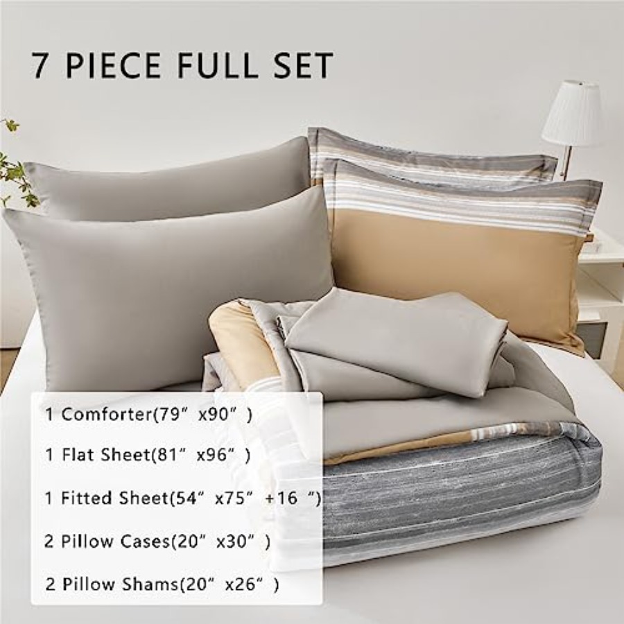 7 Pcs Bed in a Bag Stripe Comf - Women Bags White review and price