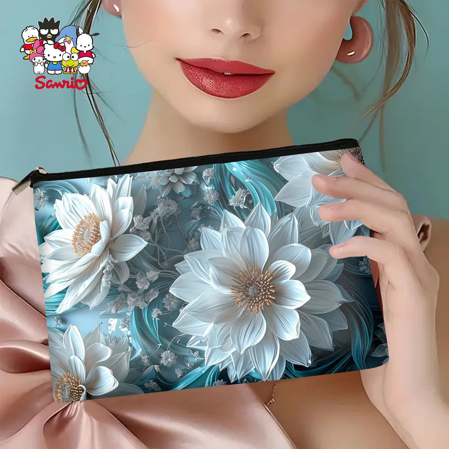 A Blue and white flower makeup - Women Bags White review and price