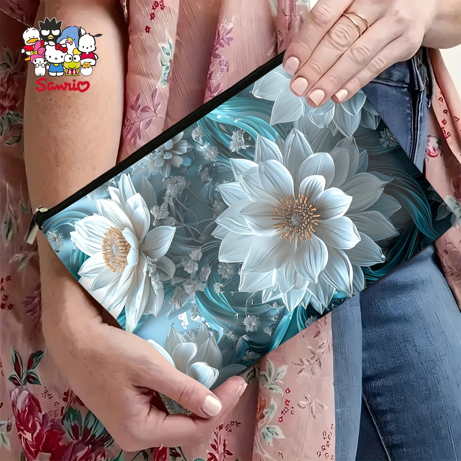 A Blue and white flower makeup - Women Bags White review and price